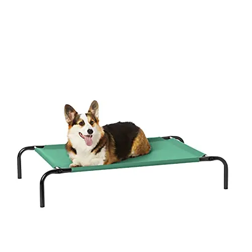 Vente Flash Amazon Basics Lit surélevé et rafraîchissant pour animaux de compagnie, Chien, Taille M, Vert, L 110 x l 65 x H 19 cm