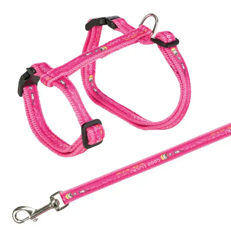 Harnais chat laisse. xxl motif good luck.1.20 m Original